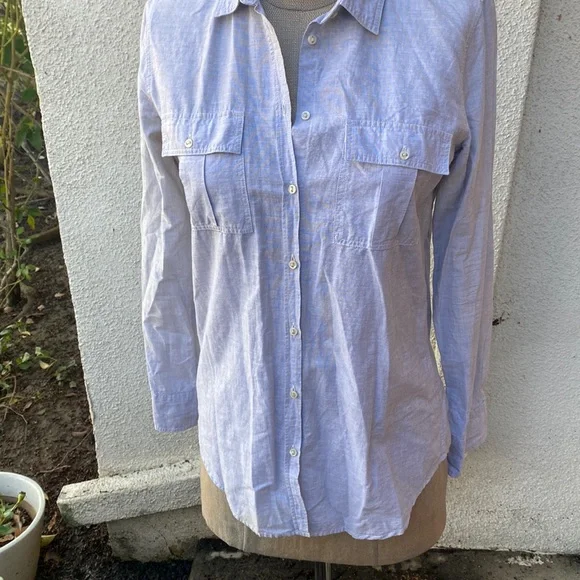 BD Baggies linen blend Italian luxury brand light grey button down blouse - Picture 4 of 14